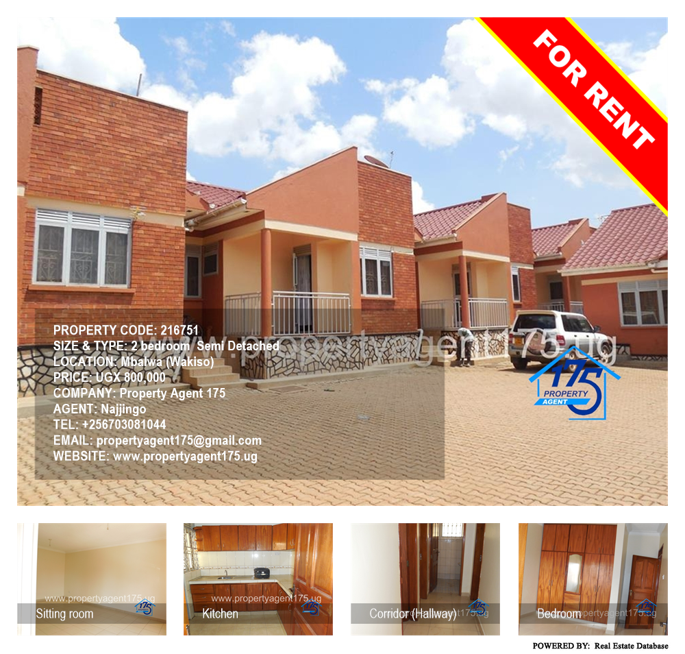 2 bedroom Semi Detached  for rent in Mbalwa Wakiso Uganda, code: 216751