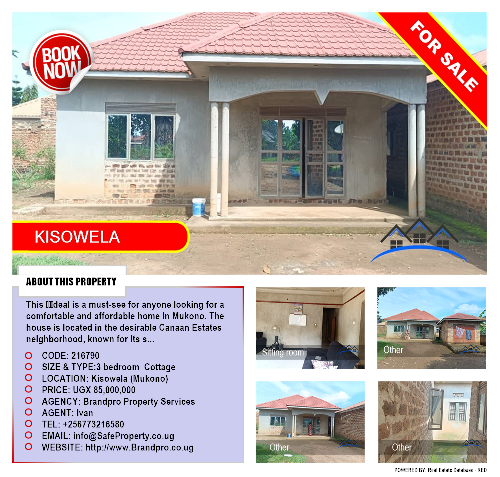 3 bedroom Cottage  for sale in Kisowela Mukono Uganda, code: 216790