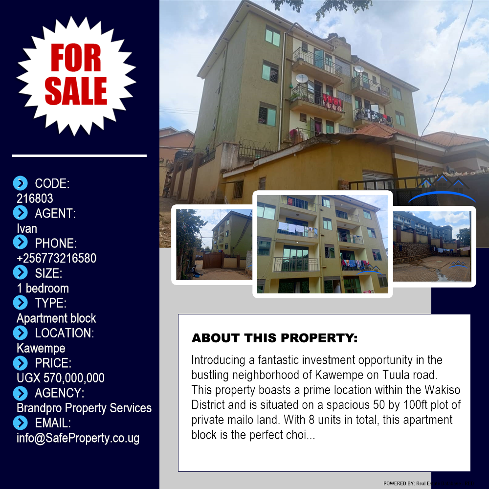 1 bedroom Apartment block  for sale in Kawempe Wakiso Uganda, code: 216803