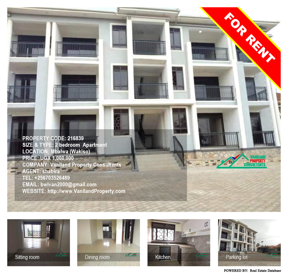 2 bedroom Apartment  for rent in Mbalwa Wakiso Uganda, code: 216839