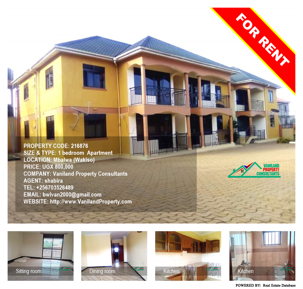 1 bedroom Apartment  for rent in Mbalwa Wakiso Uganda, code: 216876