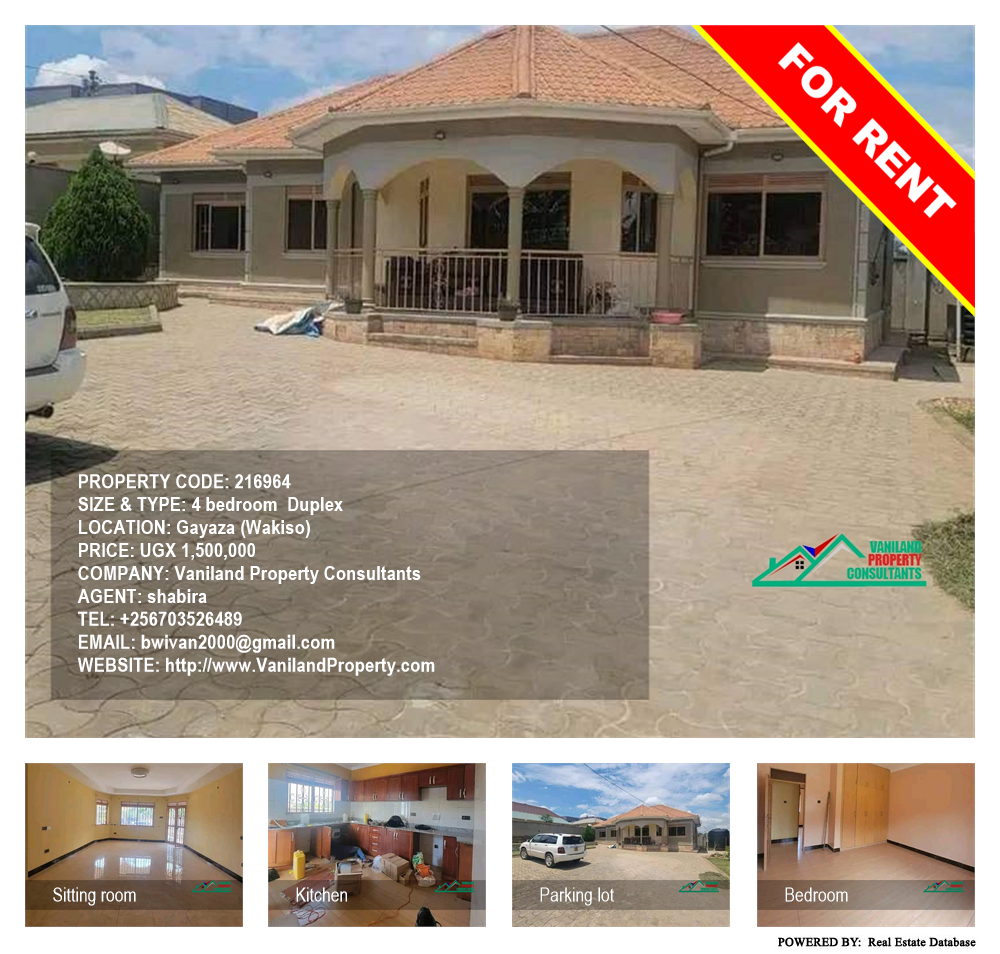 4 bedroom Duplex  for rent in Gayaza Wakiso Uganda, code: 216964