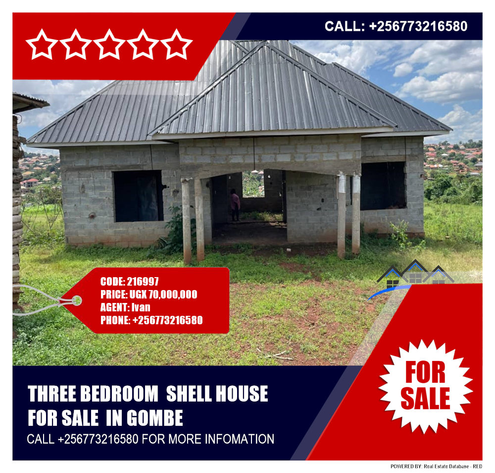 3 bedroom Shell House  for sale in Gombe Wakiso Uganda, code: 216997