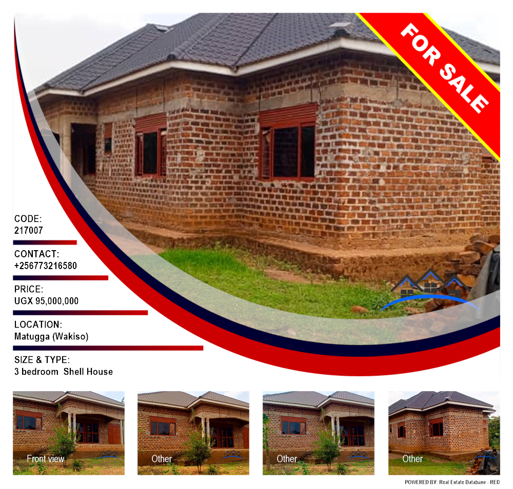 3 bedroom Shell House  for sale in Matugga Wakiso Uganda, code: 217007