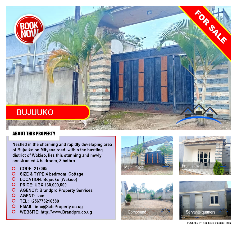 4 bedroom Cottage  for sale in Bujuuko Wakiso Uganda, code: 217095