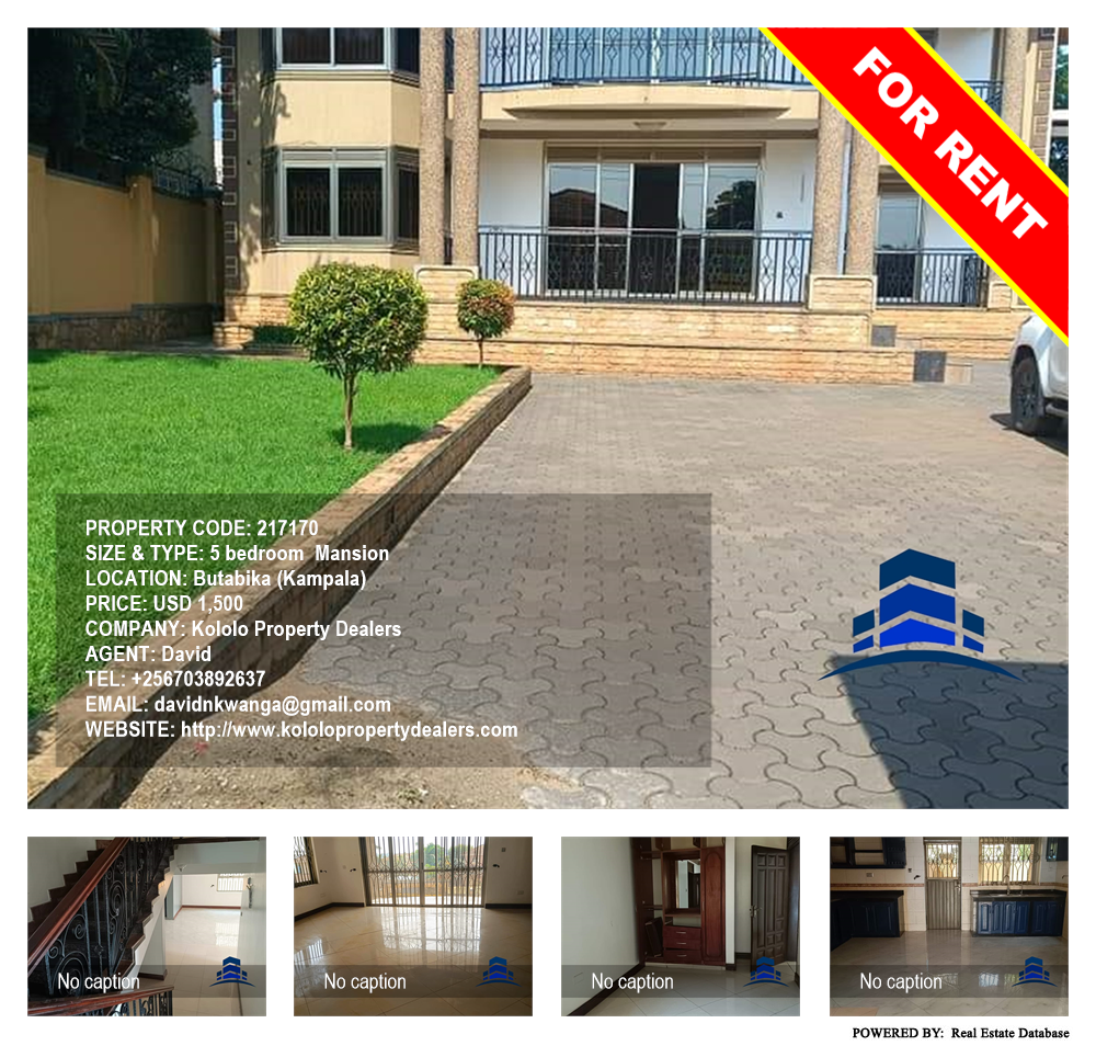 5 bedroom Mansion  for rent in Butabika Kampala Uganda, code: 217170