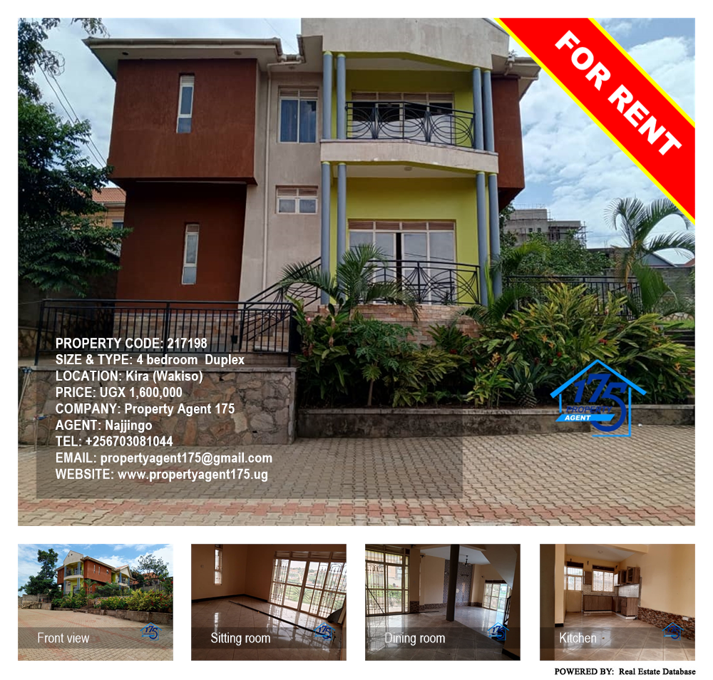 4 bedroom Duplex  for rent in Kira Wakiso Uganda, code: 217198