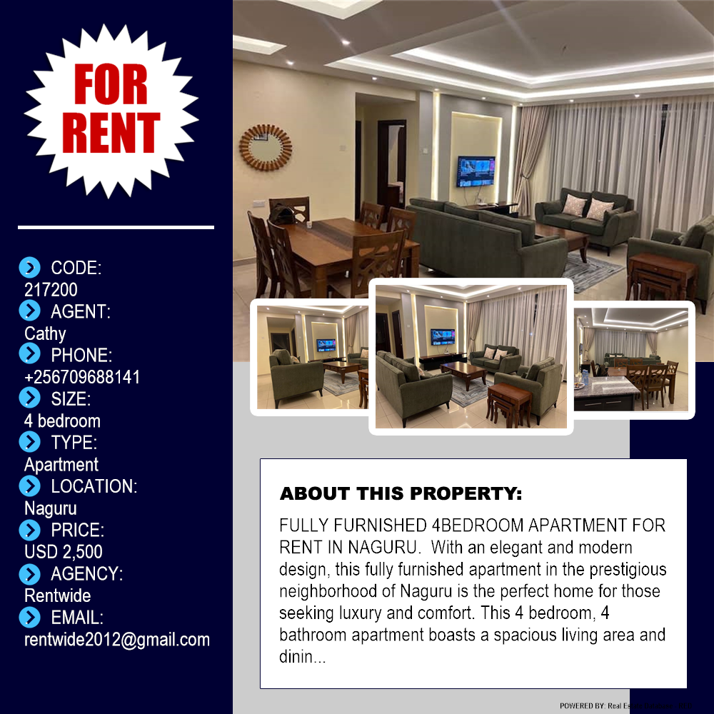 4 bedroom Apartment  for rent in Naguru Kampala Uganda, code: 217200