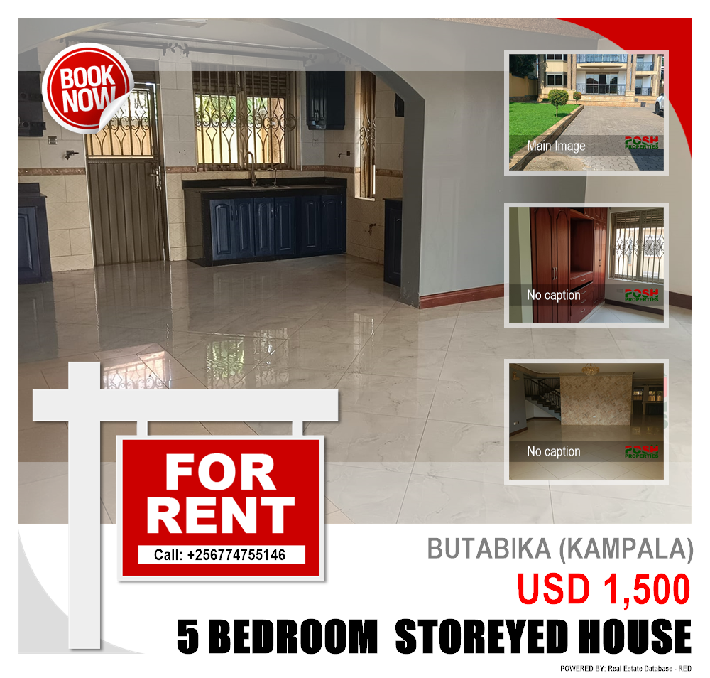 5 bedroom Storeyed house  for rent in Butabika Kampala Uganda, code: 217223