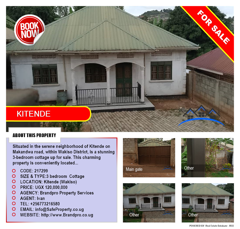 3 bedroom Cottage  for sale in Kitende Wakiso Uganda, code: 217299