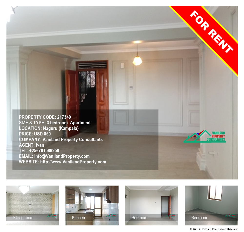 3 bedroom Apartment  for rent in Naguru Kampala Uganda, code: 217349