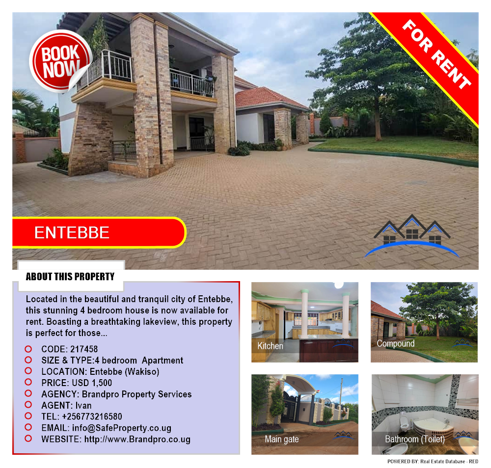 4 bedroom Apartment  for rent in Entebbe Wakiso Uganda, code: 217458