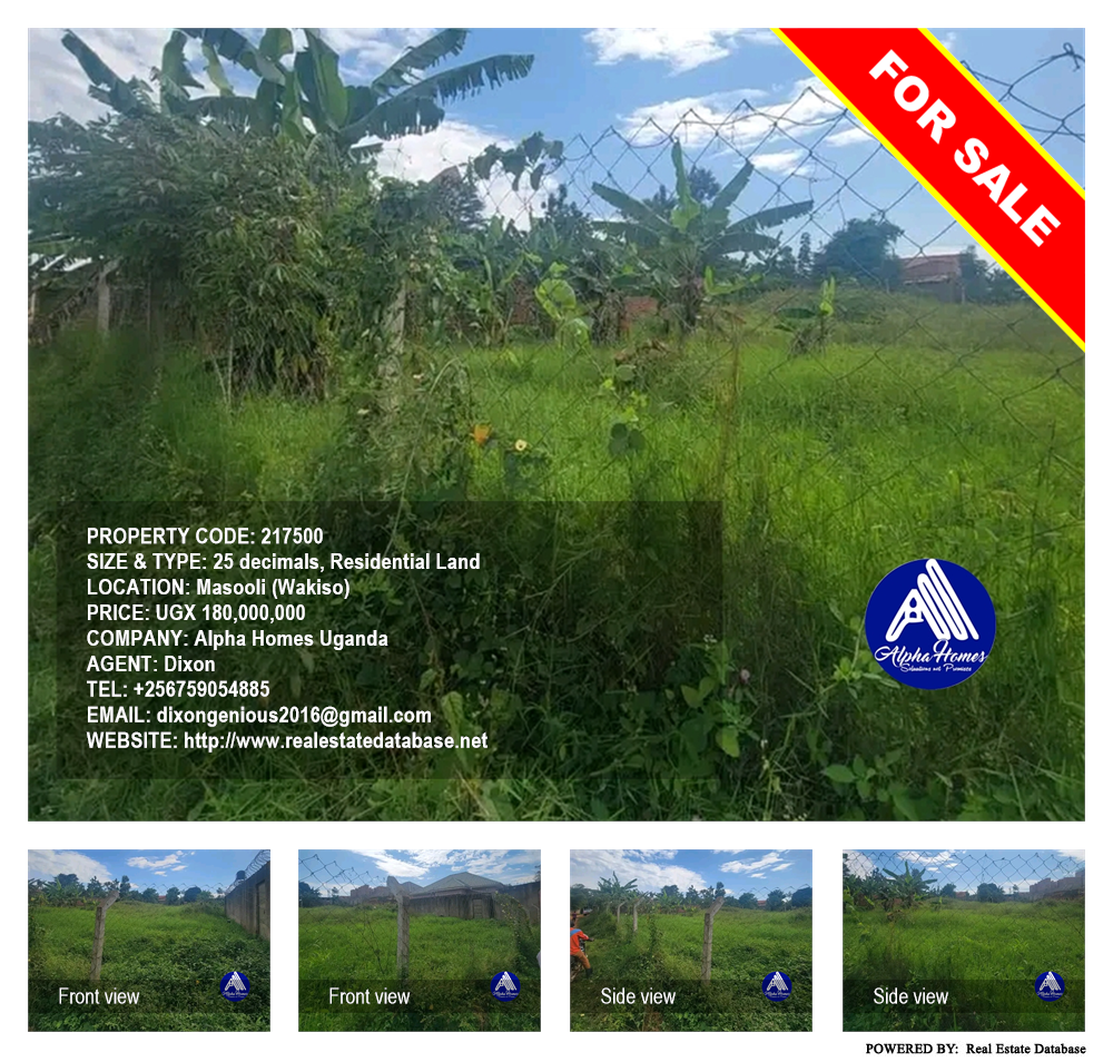 Residential Land  for sale in Masooli Wakiso Uganda, code: 217500