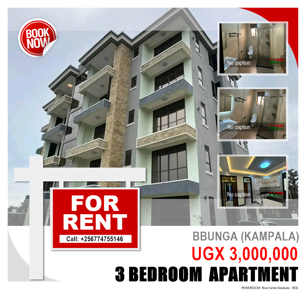 3 bedroom Apartment  for rent in Bbunga Kampala Uganda, code: 217609