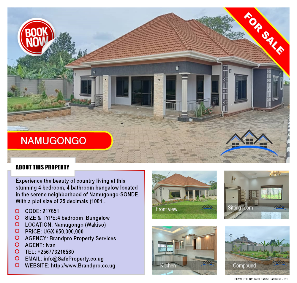 4 bedroom Bungalow  for sale in Namugongo Wakiso Uganda, code: 217651