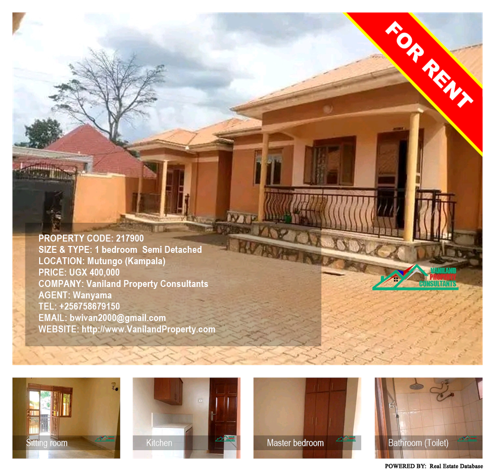 1 bedroom Semi Detached  for rent in Mutungo Kampala Uganda, code: 217900