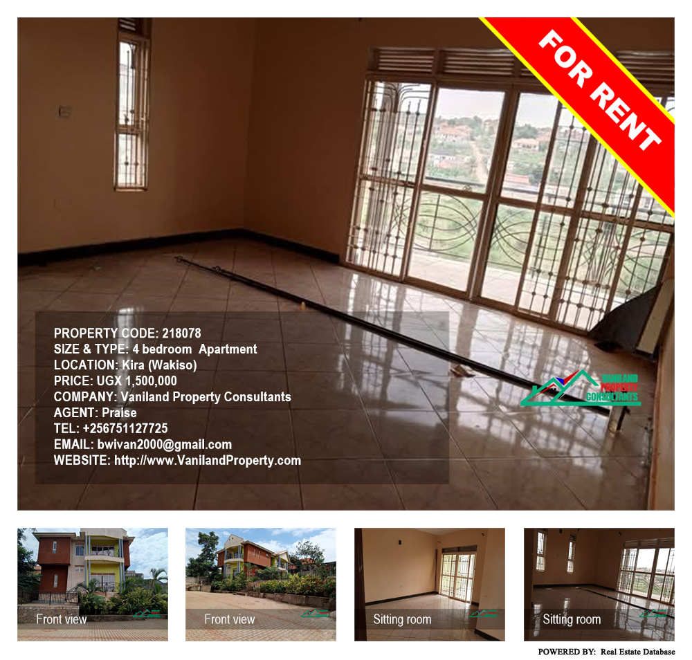 4 bedroom Apartment  for rent in Kira Wakiso Uganda, code: 218078