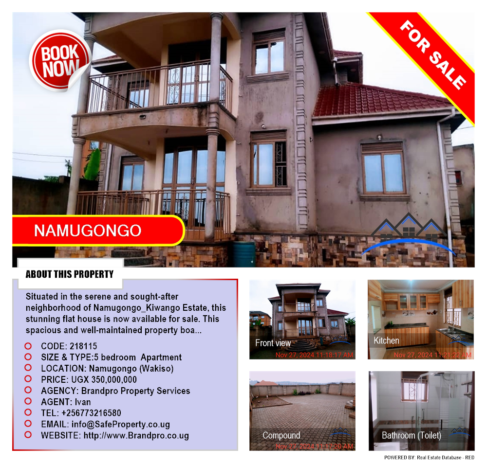 5 bedroom Apartment  for sale in Namugongo Wakiso Uganda, code: 218115