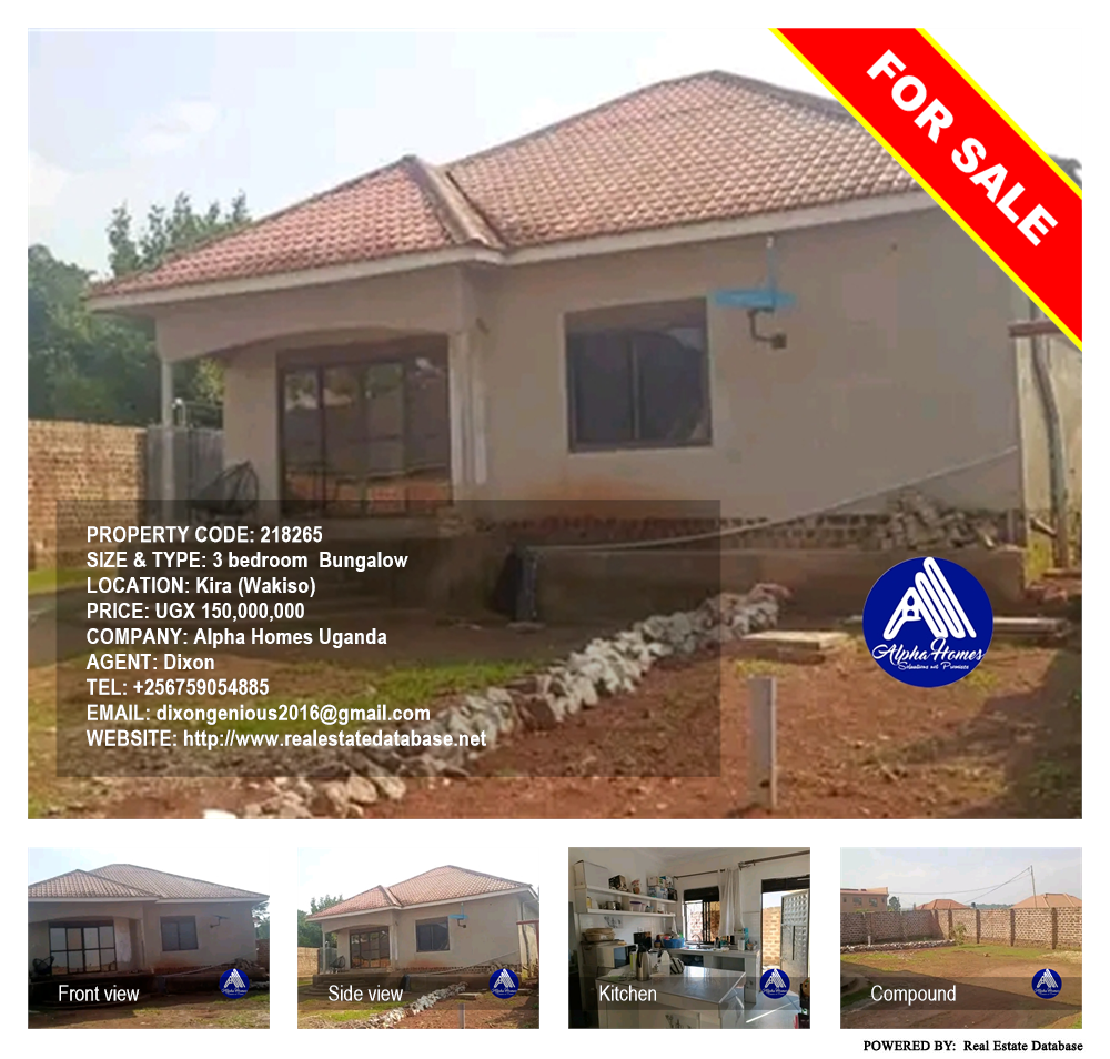 3 bedroom Bungalow  for sale in Kira Wakiso Uganda, code: 218265