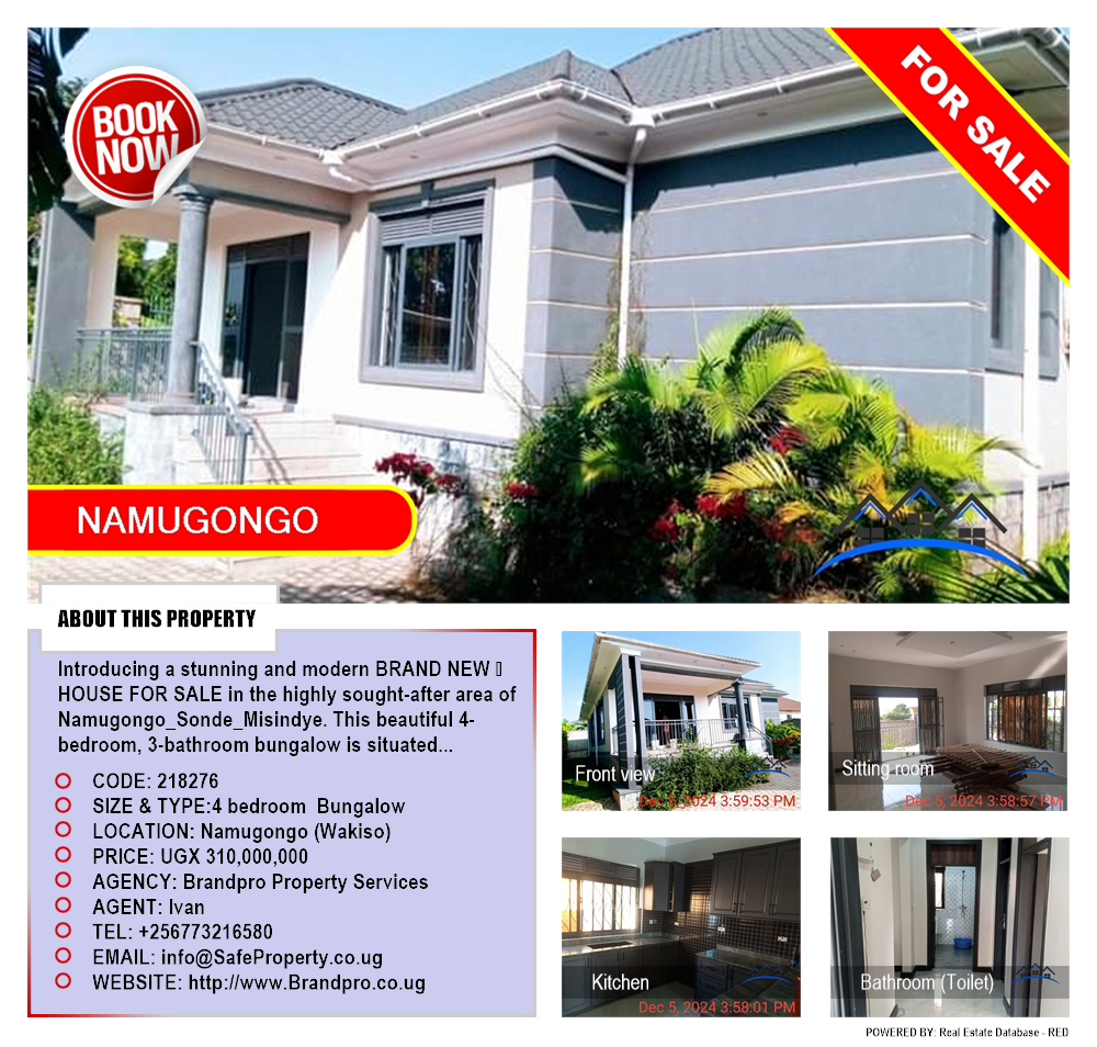 4 bedroom Bungalow  for sale in Namugongo Wakiso Uganda, code: 218276