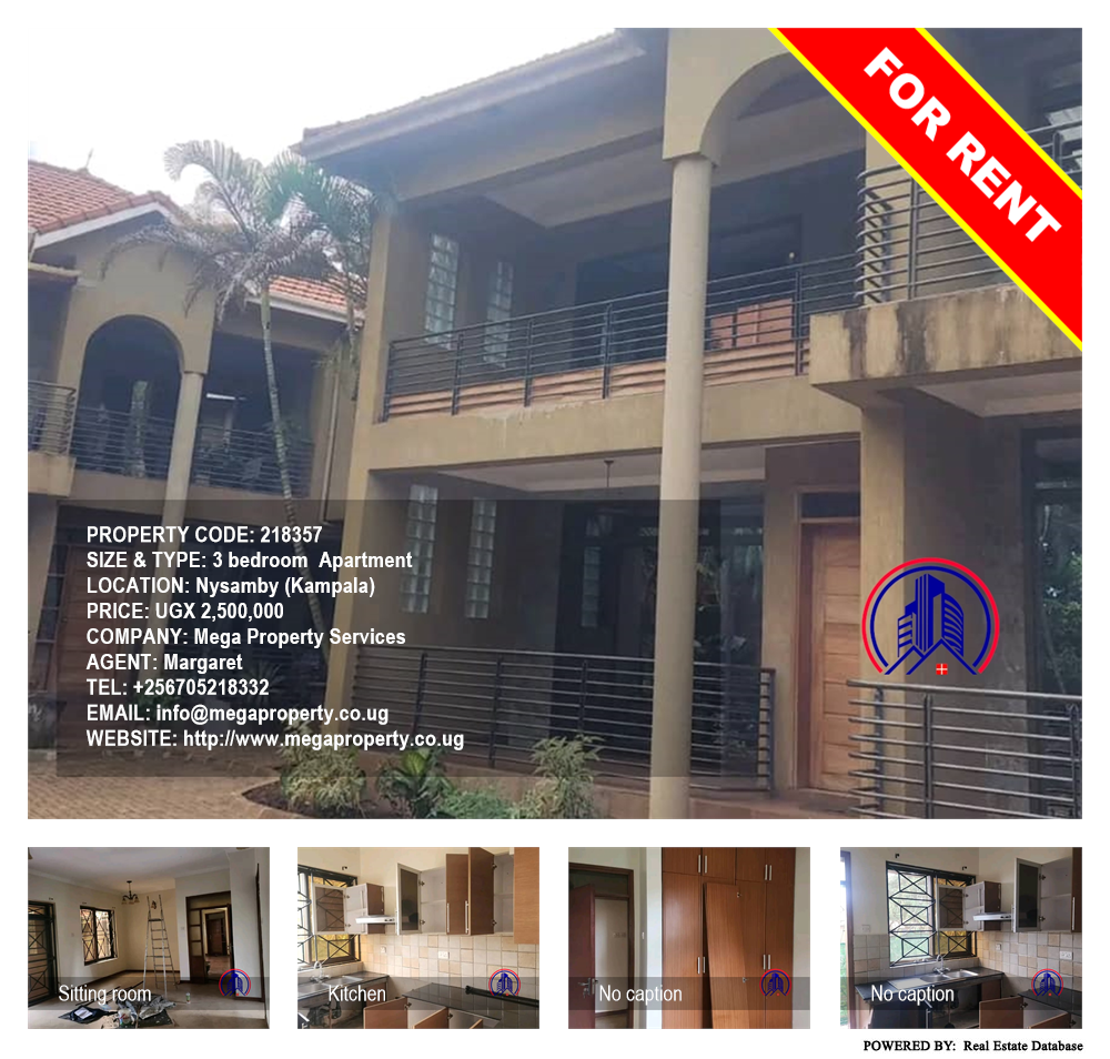 3 bedroom Apartment  for rent in Nysamby Kampala Uganda, code: 218357