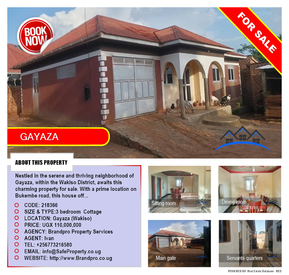 3 bedroom Cottage  for sale in Gayaza Wakiso Uganda, code: 218366