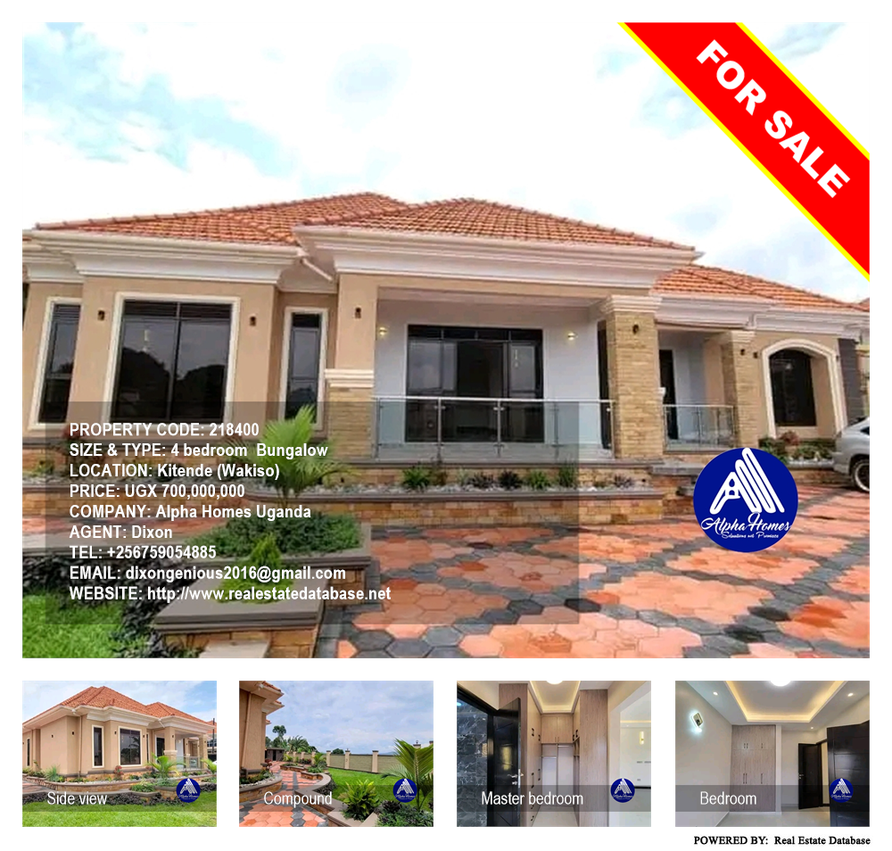 4 bedroom Bungalow  for sale in Kitende Wakiso Uganda, code: 218400