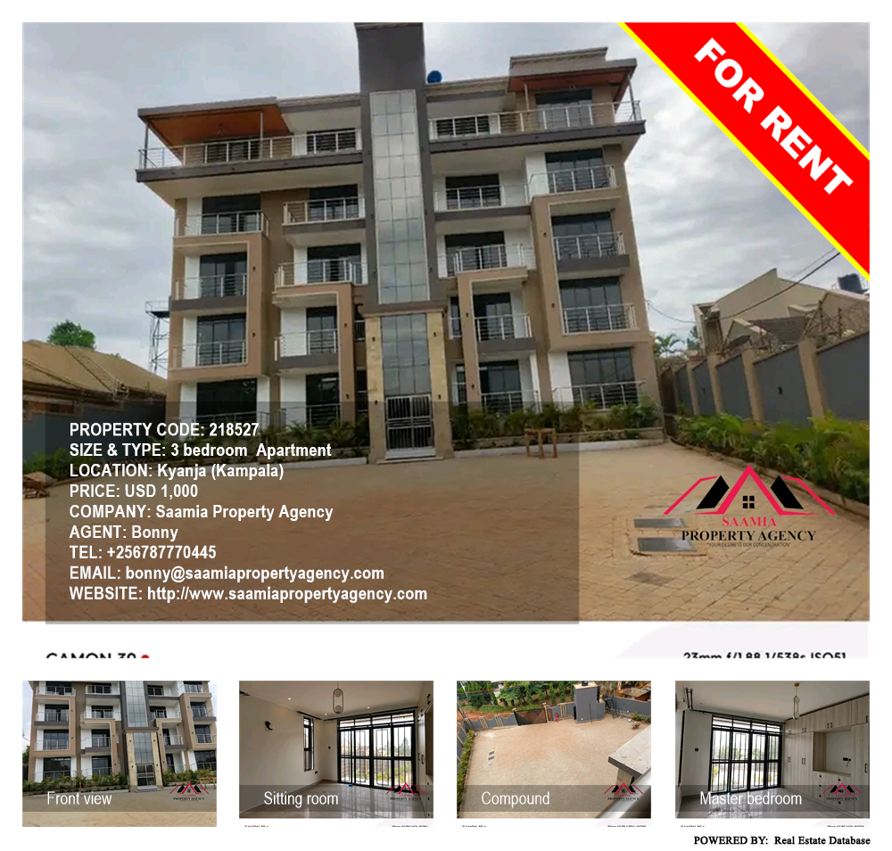 3 bedroom Apartment  for rent in Kyanja Kampala Uganda, code: 218527