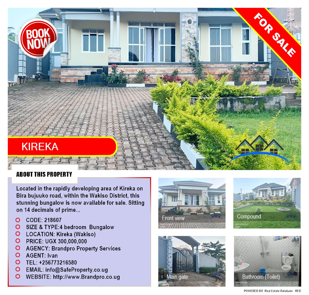 4 bedroom Bungalow  for sale in Kireka Wakiso Uganda, code: 218607