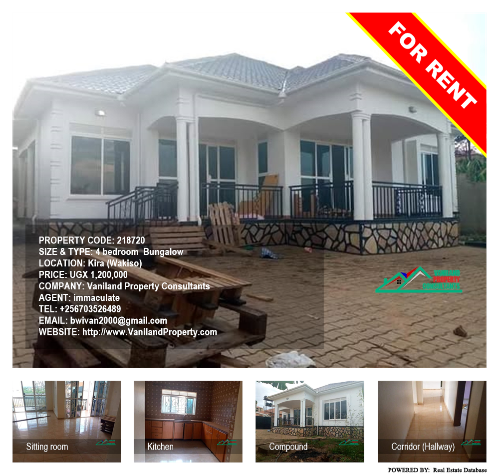 4 bedroom Bungalow  for rent in Kira Wakiso Uganda, code: 218720