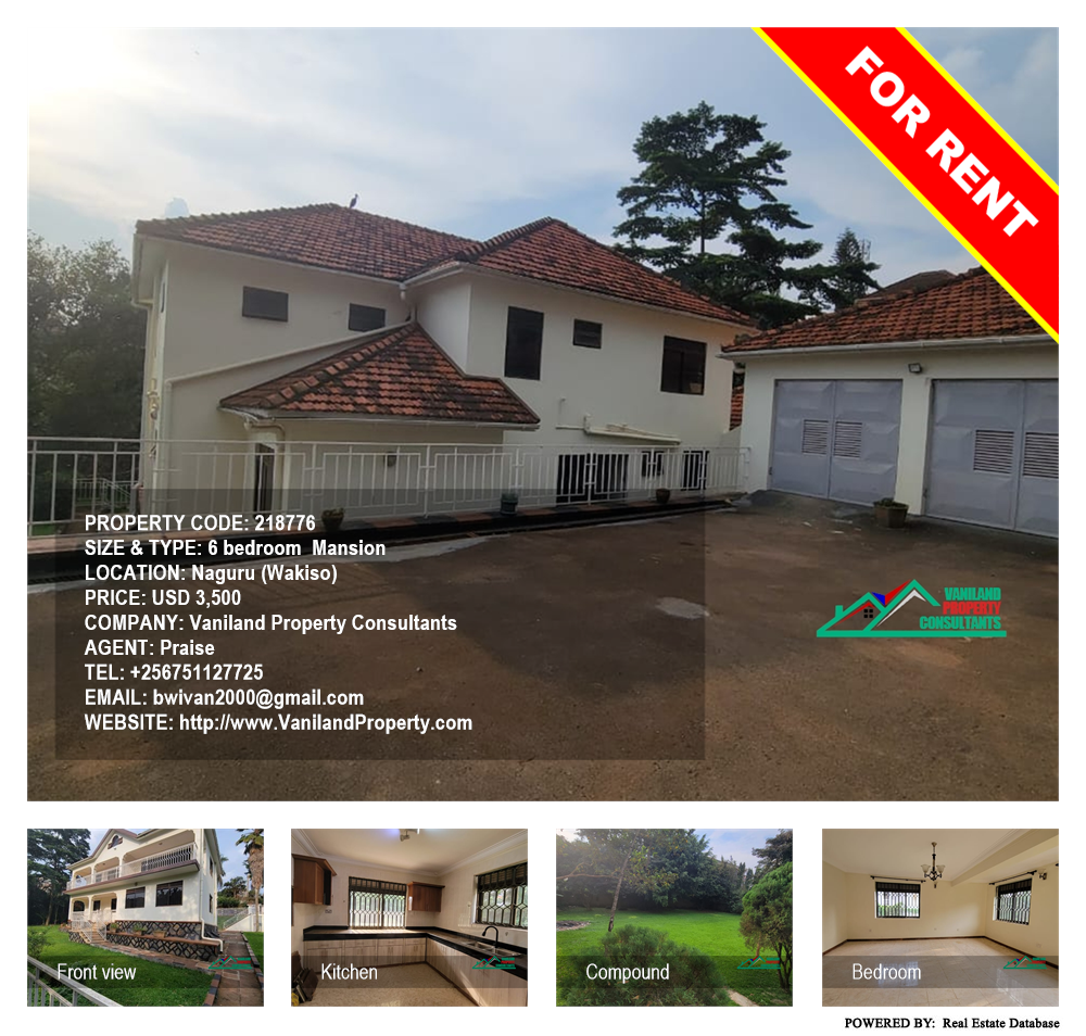 6 bedroom Mansion  for rent in Naguru Wakiso Uganda, code: 218776