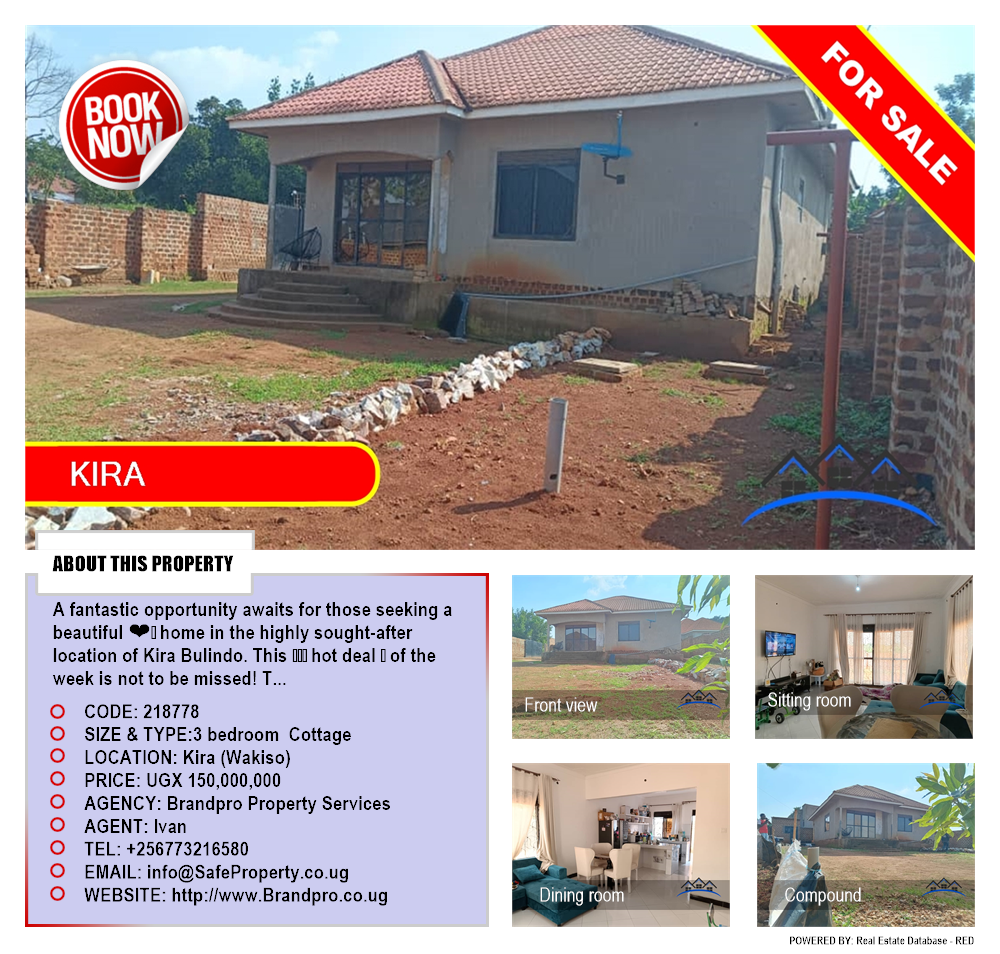 3 bedroom Cottage  for sale in Kira Wakiso Uganda, code: 218778