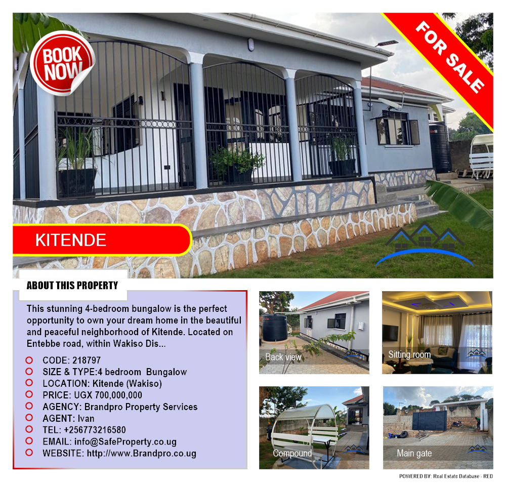 4 bedroom Bungalow  for sale in Kitende Wakiso Uganda, code: 218797