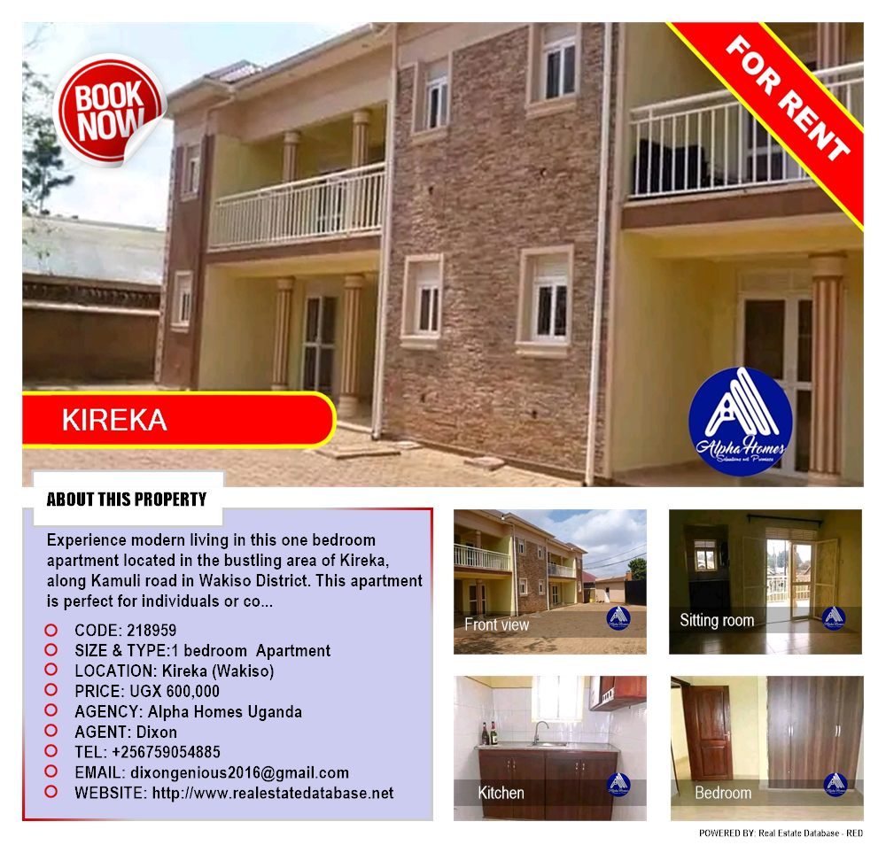 1 bedroom Apartment  for rent in Kireka Wakiso Uganda, code: 218959