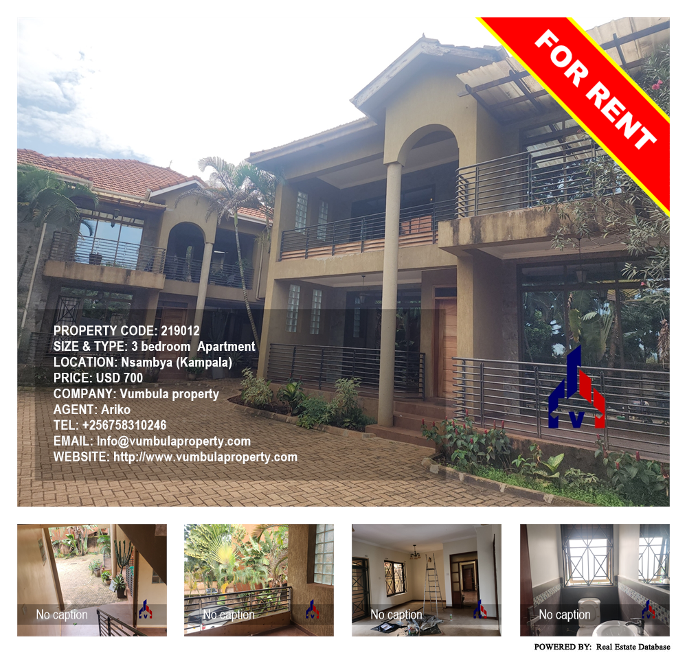 3 bedroom Apartment  for rent in Nsambya Kampala Uganda, code: 219012