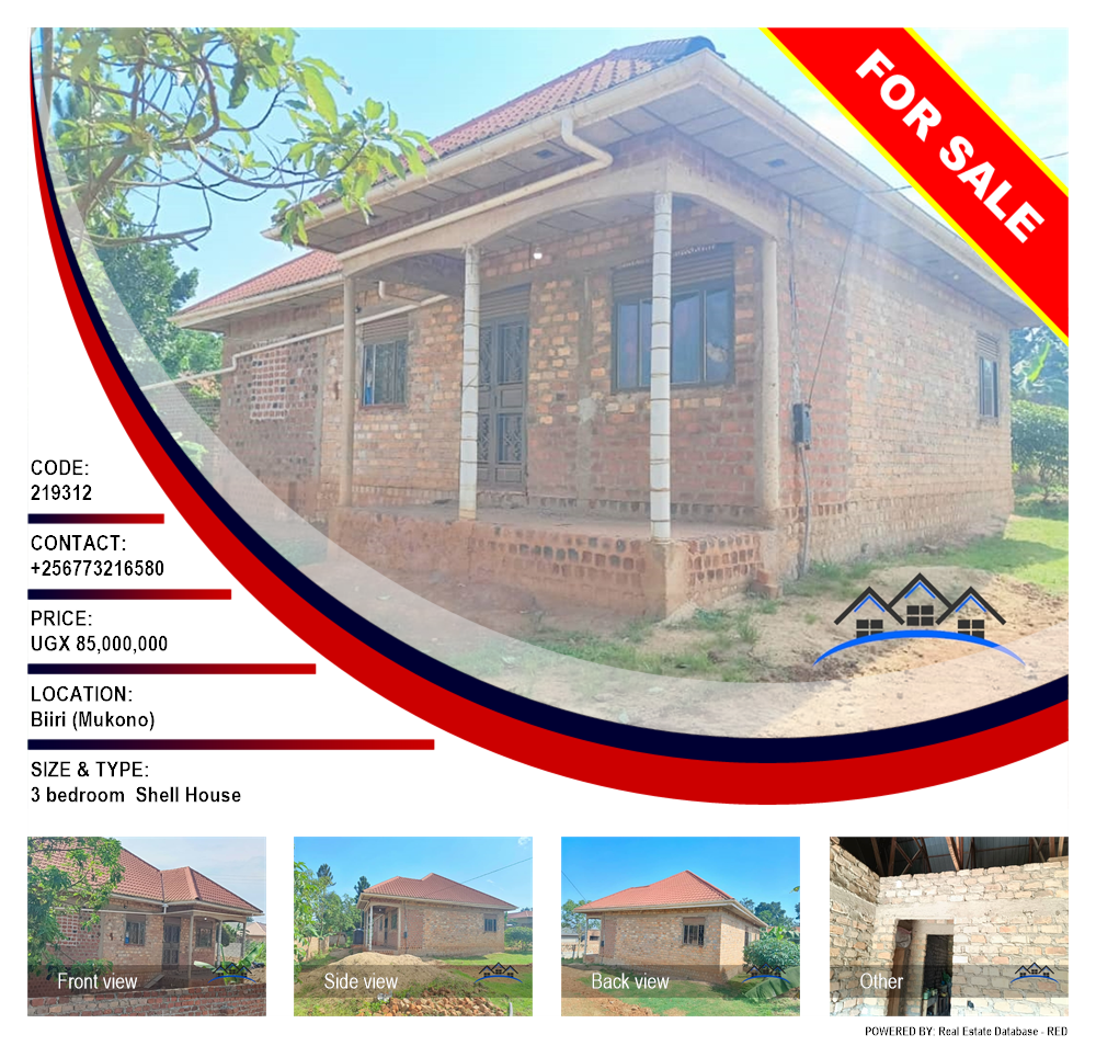 3 bedroom Shell House  for sale in Biiri Mukono Uganda, code: 219312