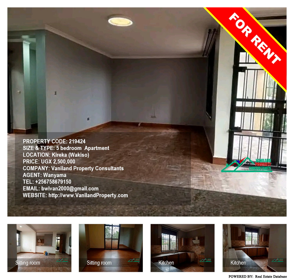 5 bedroom Apartment  for rent in Kireka Wakiso Uganda, code: 219424