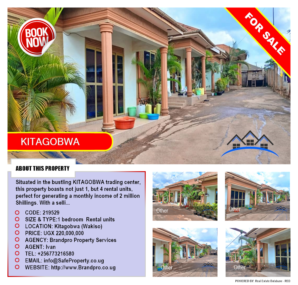 1 bedroom Rental units  for sale in Kitagobwa Wakiso Uganda, code: 219529