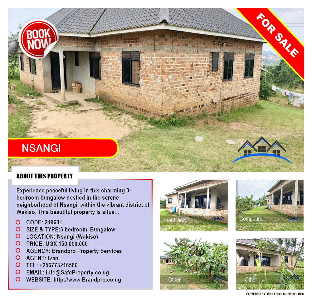 3 bedroom Bungalow  for sale in Nsangi Wakiso Uganda, code: 219631