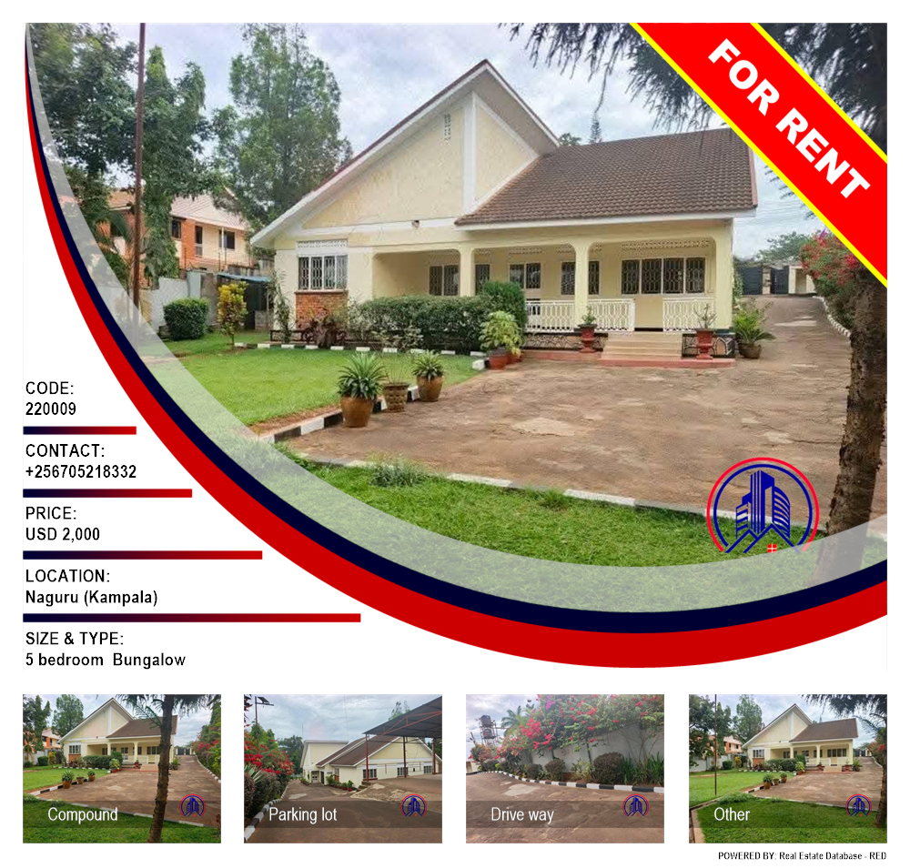 5 bedroom Bungalow  for rent in Naguru Kampala Uganda, code: 220009