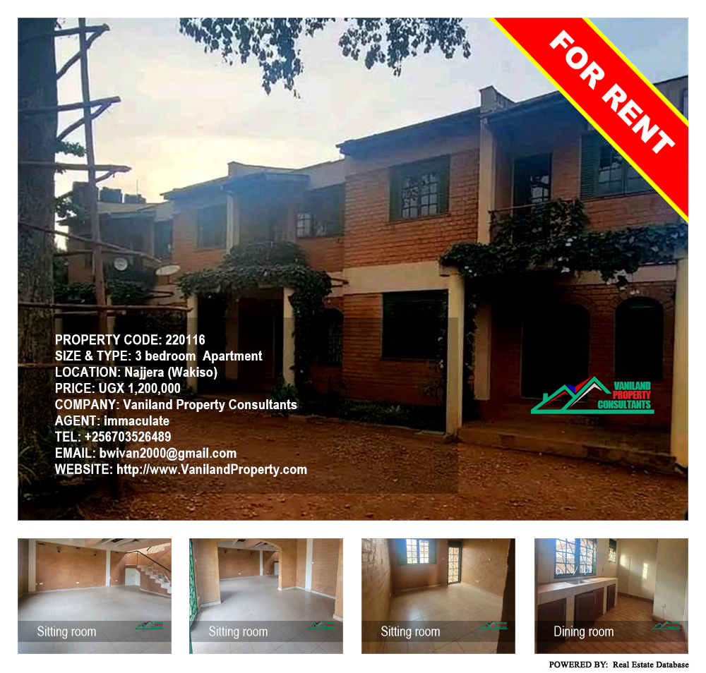 3 bedroom Apartment  for rent in Najjera Wakiso Uganda, code: 220116