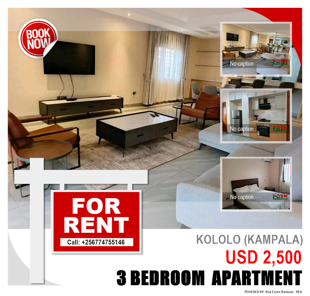 3 bedroom Apartment  for rent in Kololo Kampala Uganda, code: 220135