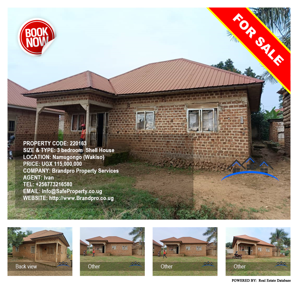 3 bedroom Shell House  for sale in Namugongo Wakiso Uganda, code: 220163