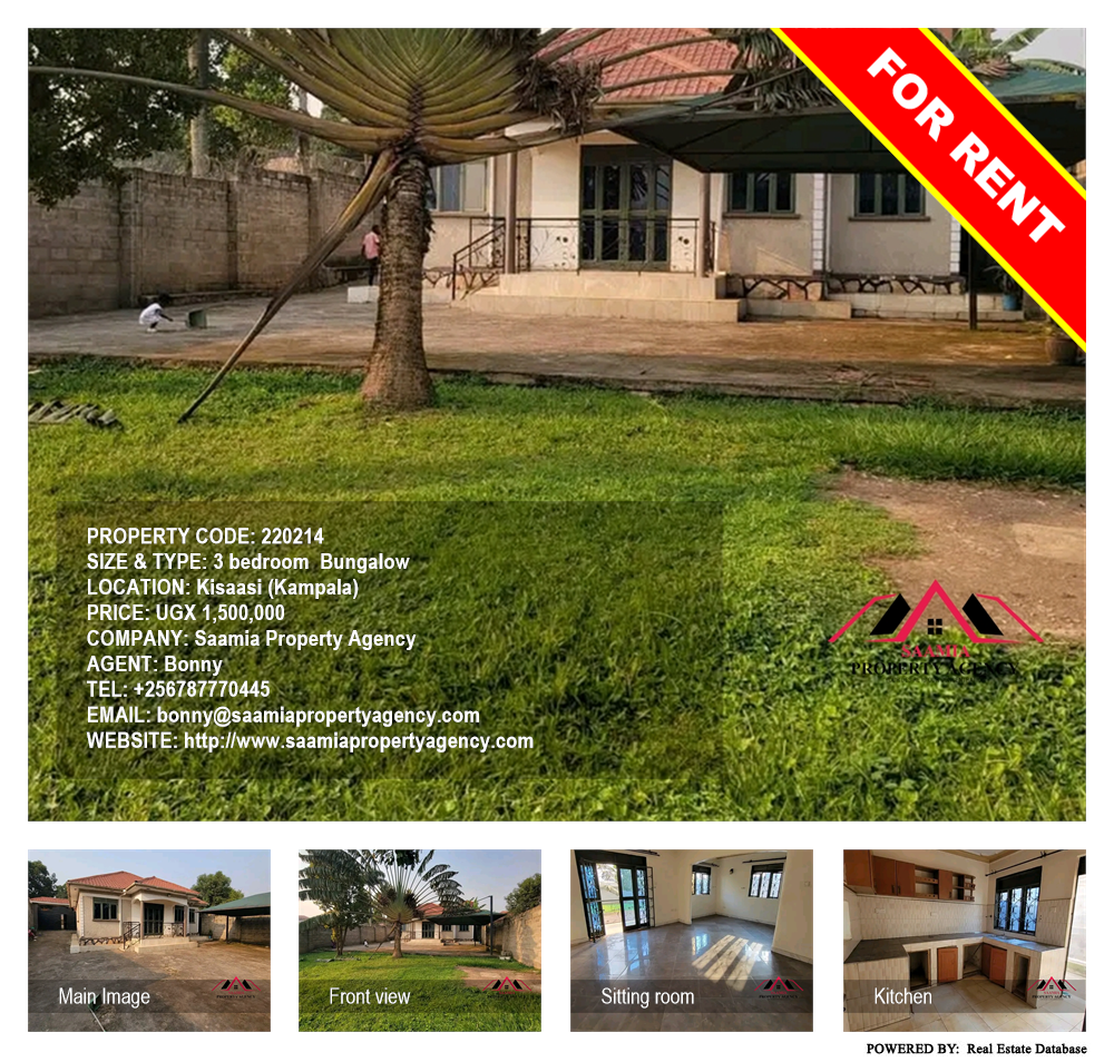 3 bedroom Bungalow  for rent in Kisaasi Kampala Uganda, code: 220214