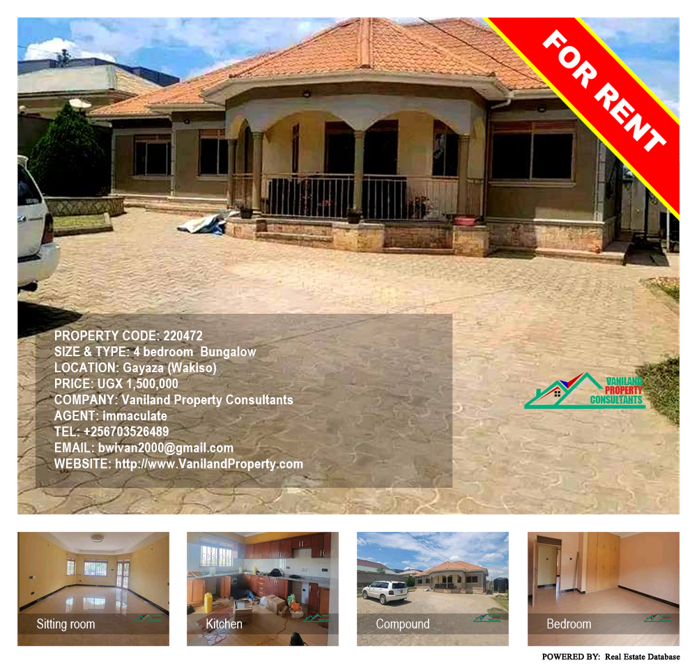 4 bedroom Bungalow  for rent in Gayaza Wakiso Uganda, code: 220472