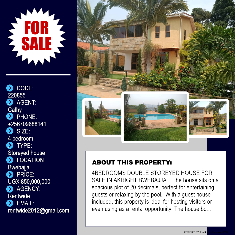 4 bedroom Storeyed house  for sale in Bwebajja Wakiso Uganda, code: 220855