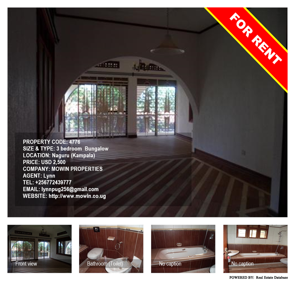 3 bedroom Bungalow  for rent in Naguru Kampala Uganda, code: 4776