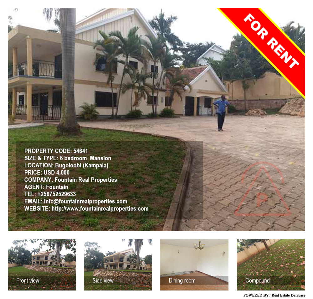 6 bedroom Mansion  for rent in Bugoloobi Kampala Uganda, code: 54641