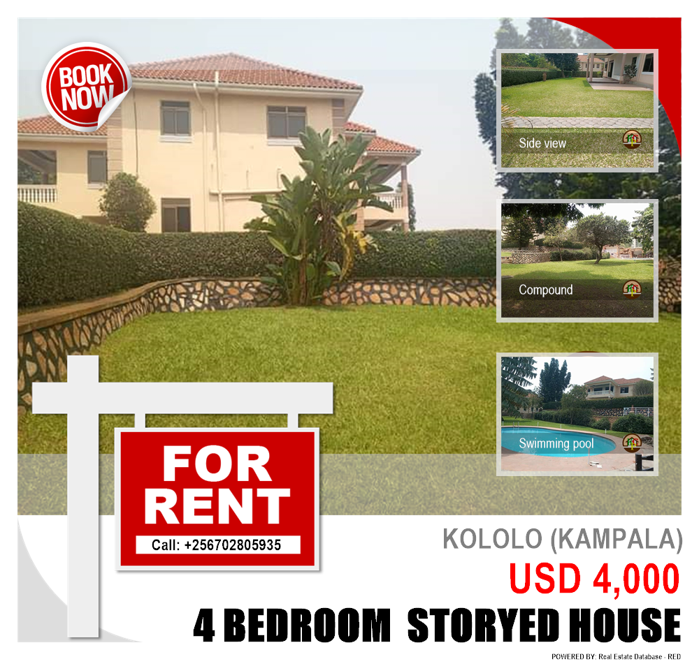 4 bedroom Storeyed house  for rent in Kololo Kampala Uganda, code: 82230