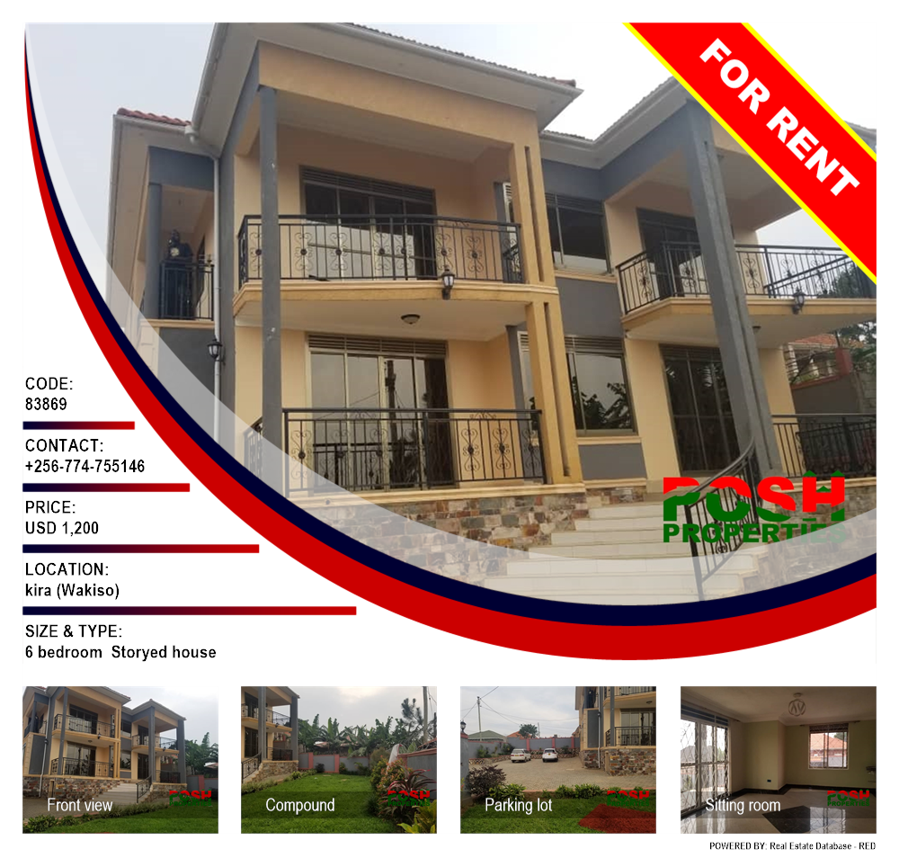 6 bedroom Storeyed house  for rent in Kira Wakiso Uganda, code: 83869